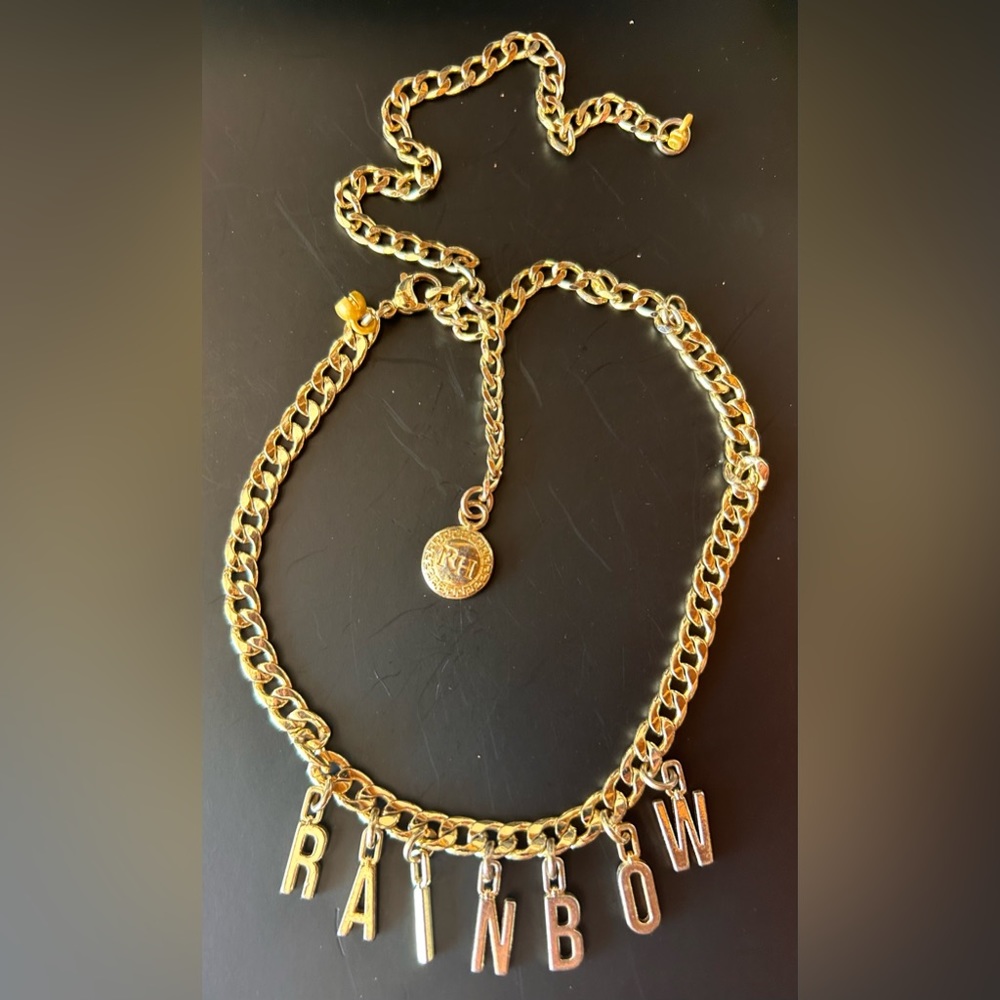 RH R A I N B O W Letter Charms Gold Tone Necklace